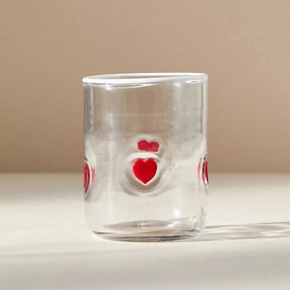 Anthropologie Red Hot Heart Icon Juice Glass NWT - Picture 1 of 3